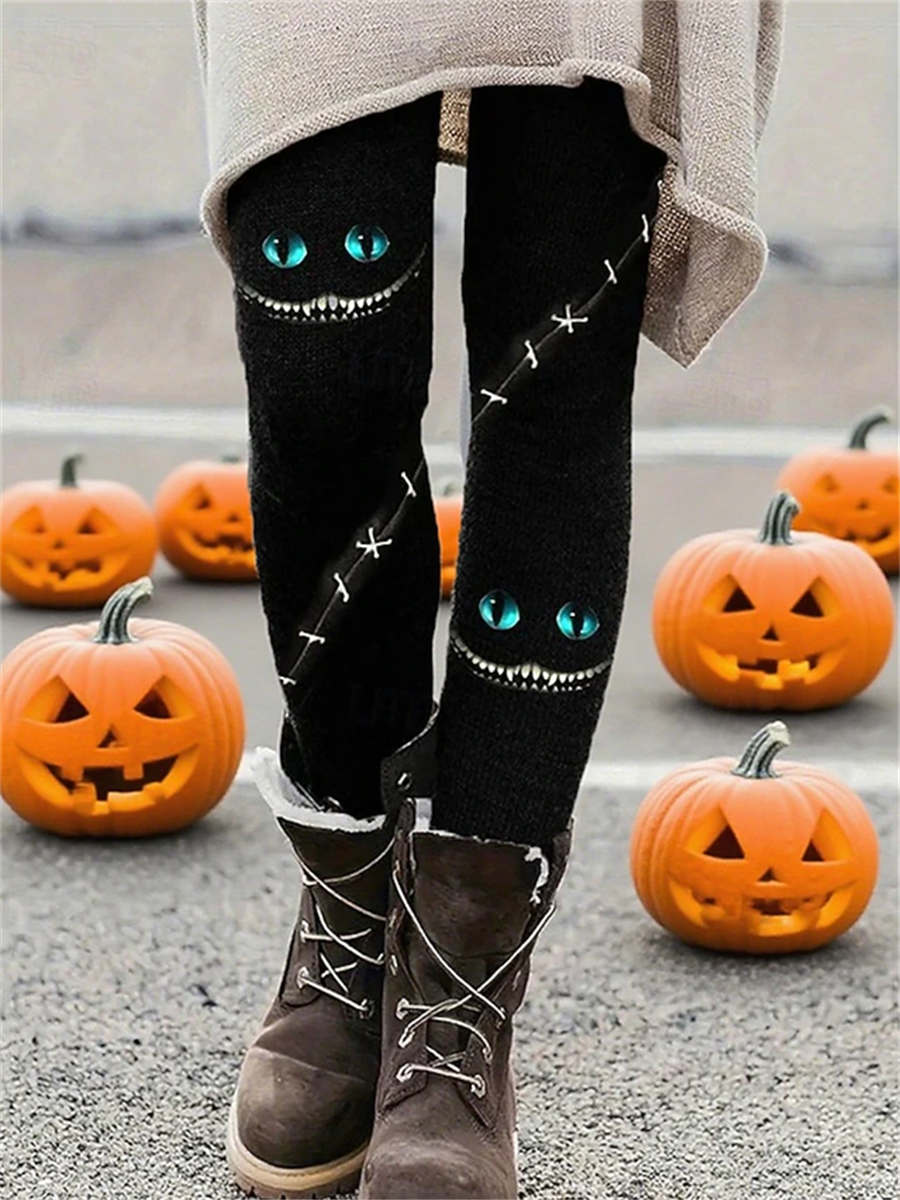 Sienna monster face leggings in black, front view