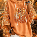 Laura Pumpkin Bow Hoodie in orange, front view