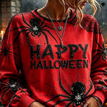 Liliana spiderweb graphic sweatshirt in red, black, front view