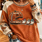Lauren Pumpkin Football Sweatshirt in orange and beige, front view