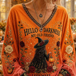 Callie Witch Floral V-Neck Top in orange, front view