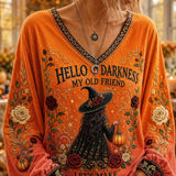 Callie Witch Floral V-Neck Top in orange, front view