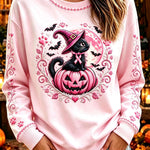 Gabriella cat pumpkin sweatshirt in pink, front view