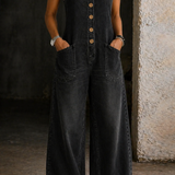 Bethany | Vintage-Wash Black Denim Overalls