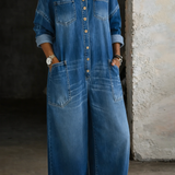 Sophia off-shoulder denim jumpsuit for women