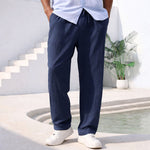 Arlo men's relaxed straight leg chinos in Blue, view 3
