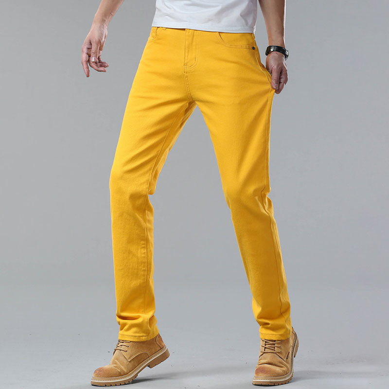 Stanley men's slim fit color pants in Yellow, view 2