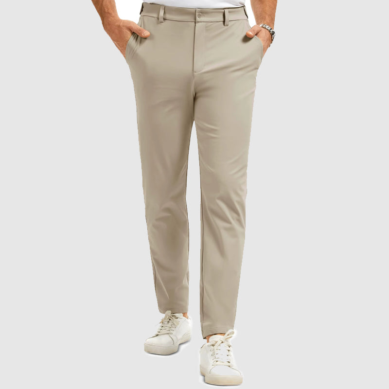 Tate men's slim fit straight leg pants in Beige, view 2