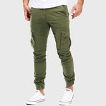 Warren men's slim cargo jogger pants in Green, front view