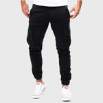 Warren men's slim cargo jogger pants in Black, view 4