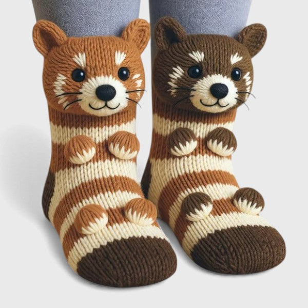 Carmen Raccoon socks, front view