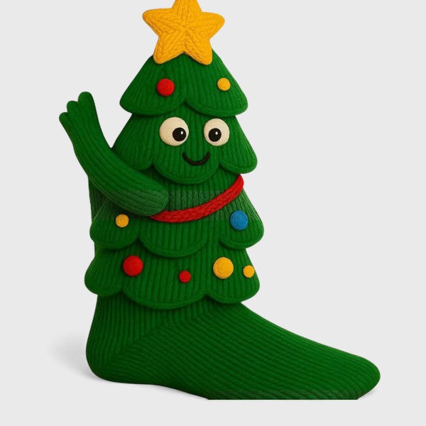 Gladys Christmas Tree socks, front view
