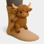 Debbie Highland Cow socks, front view
