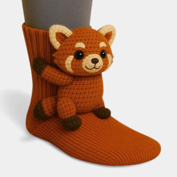 Belinda Red Panda socks, front view