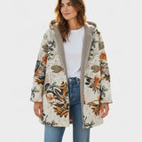 Florence | Hooded Sherpa Jacket with Boho Floral Print