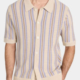 Jason | Wide Stripe Knit Polo with Button Placket