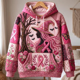 Brianna Rose Witch Ribbon Hoodie in pink, burgundy, front view on a hanger