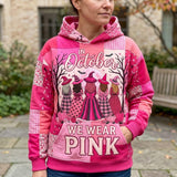 Eden Pink Witch Dresses Hoodie in pink, white, front view worn by a model