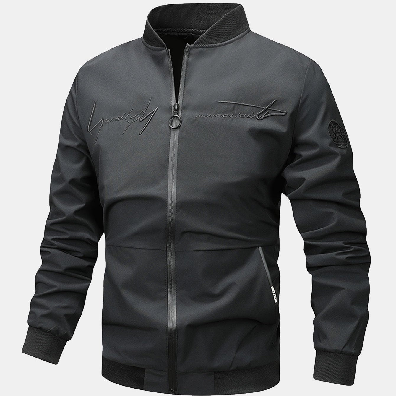 Preston | Zip-Up Bomber Jacket with Text Print