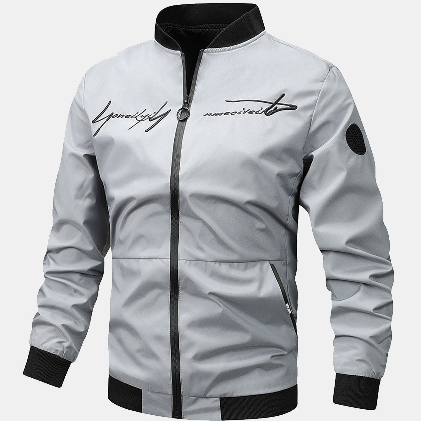 Preston | Zip-Up Bomber Jacket with Text Print