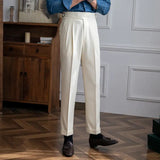 Jace men's front pleat straight leg pants in Beige, front view