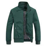 Marshall men's check lined Harrington jacket in Green, front view
