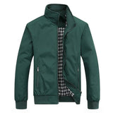 Marshall men's check lined Harrington jacket in Green, front view