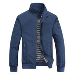 Marshall men's check lined Harrington jacket in Blue, view 5