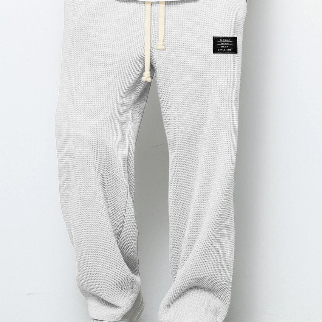 Pierce men's waffle texture drawstring pants in White, view 2