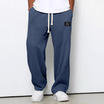 Grady men's blue waffle drawstring pants, front view