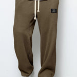 Kirk men's dark brown waffle drawstring pants, front view