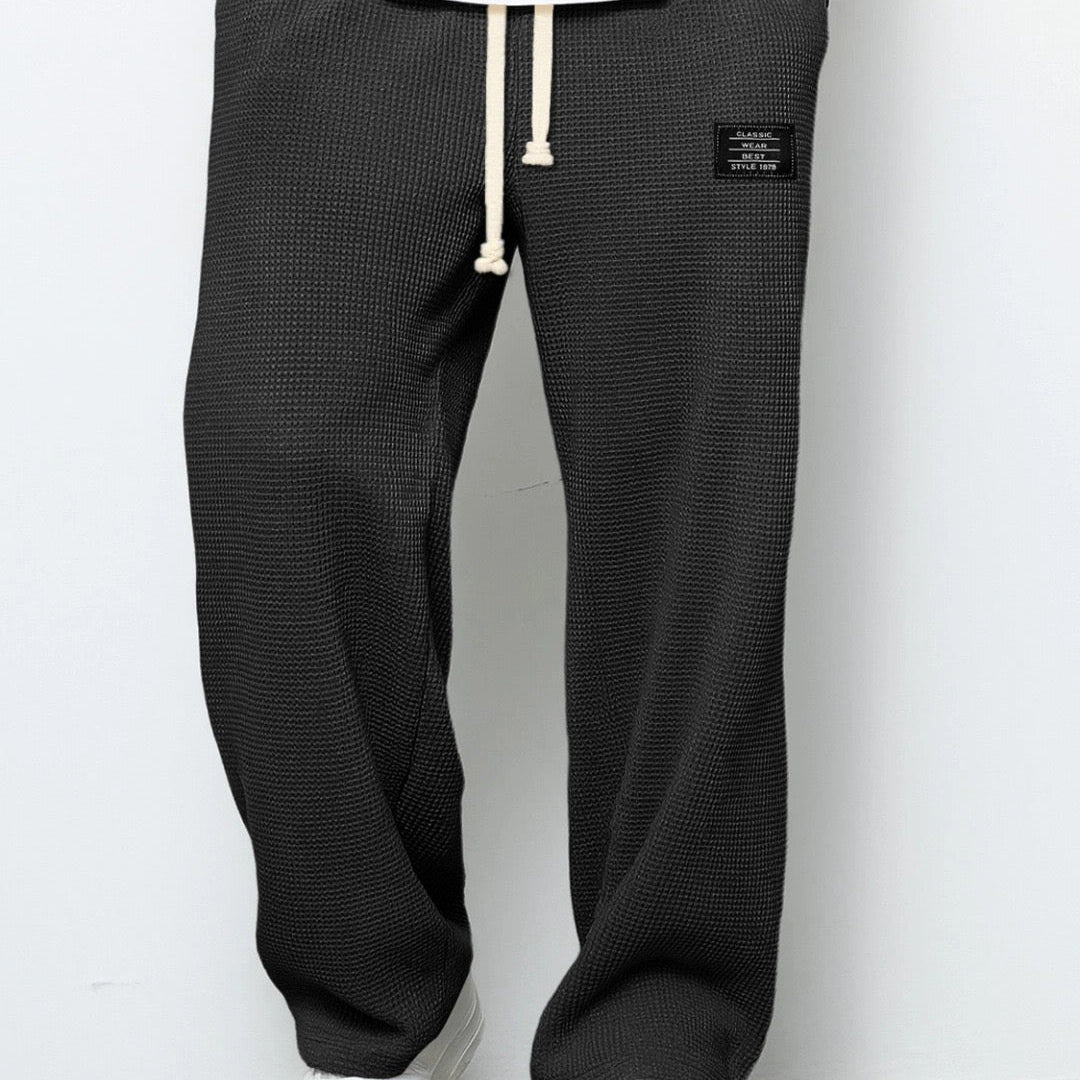 Pierce men's waffle texture drawstring pants in Black, view 7