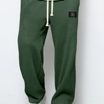 Pierce men's waffle texture drawstring pants in Dark Green, view 9