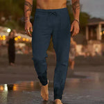 Sherwood men's slim fit drawstring pants in Dark Blue, view 6