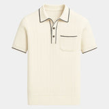 Garrett | Navy Knit Polo with Chest Pocket