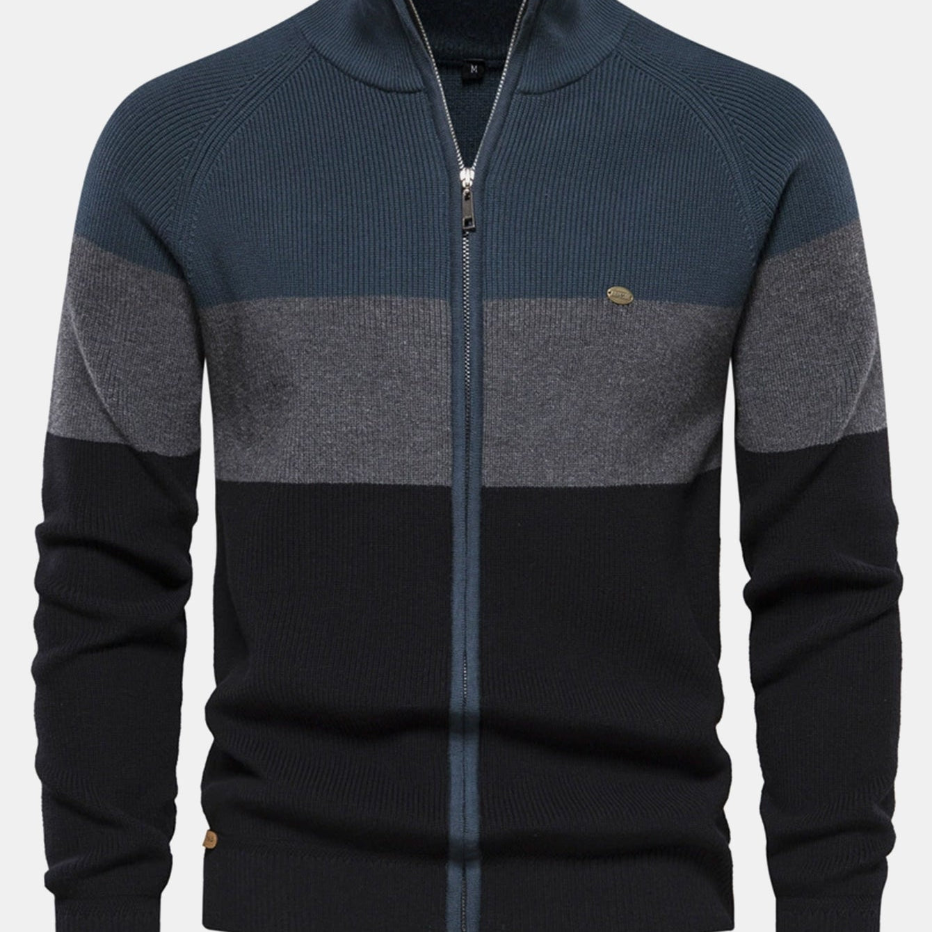 Kai | Color Block Stand Collar Zip Sweater