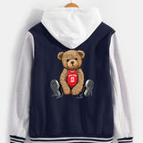 Flynn | Baseball Jacket with New York Bear Print