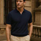Dustin | Navy Open Collar Polo