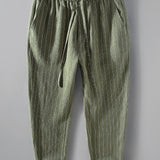 Hugo | Striped Linen Cropped Pants