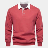 Derek | Navy Long Sleeve Polo with Ribbed Trims