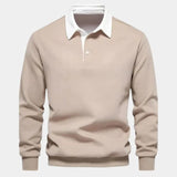 Derek | Navy Long Sleeve Polo with Ribbed Trims