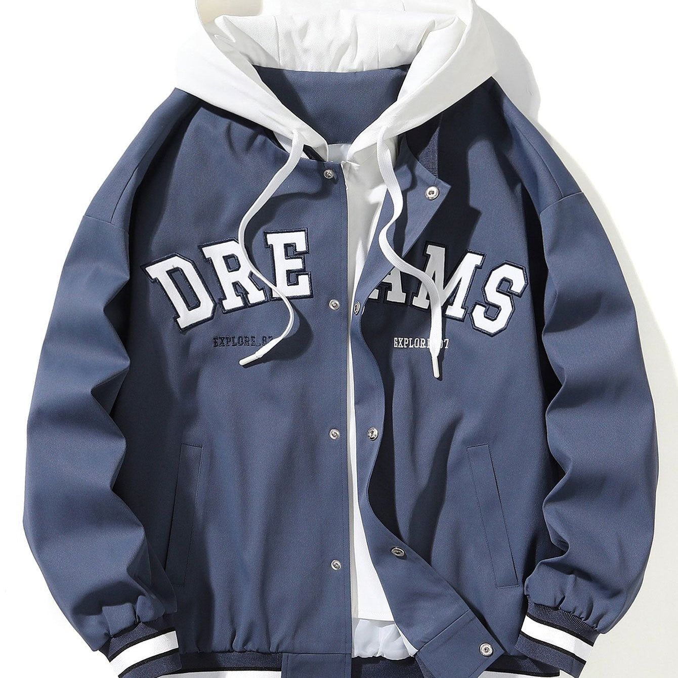 William | Hooded Baseball Jacket with Button Closure