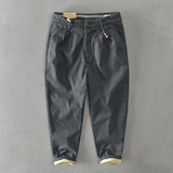 Frederic men's heavyweight cotton barrel leg pants in Gray, view 3