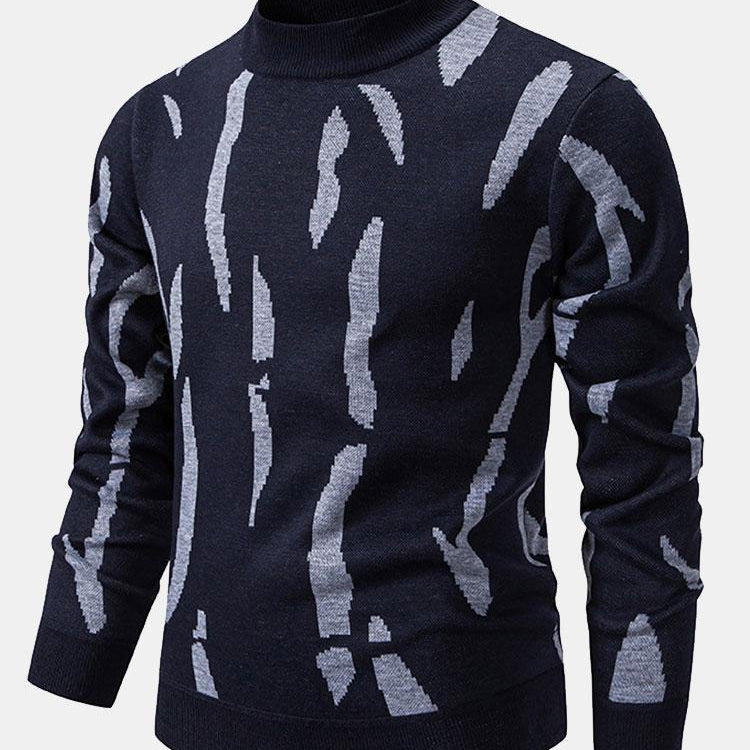 Blake | Abstract Print Stand Collar Sweater