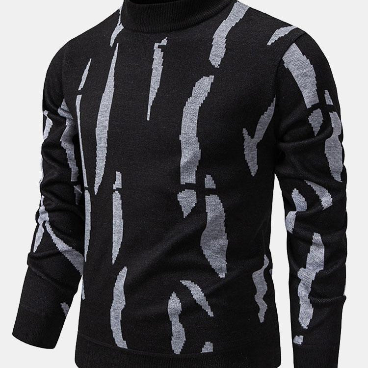 Blake | Abstract Print Stand Collar Sweater