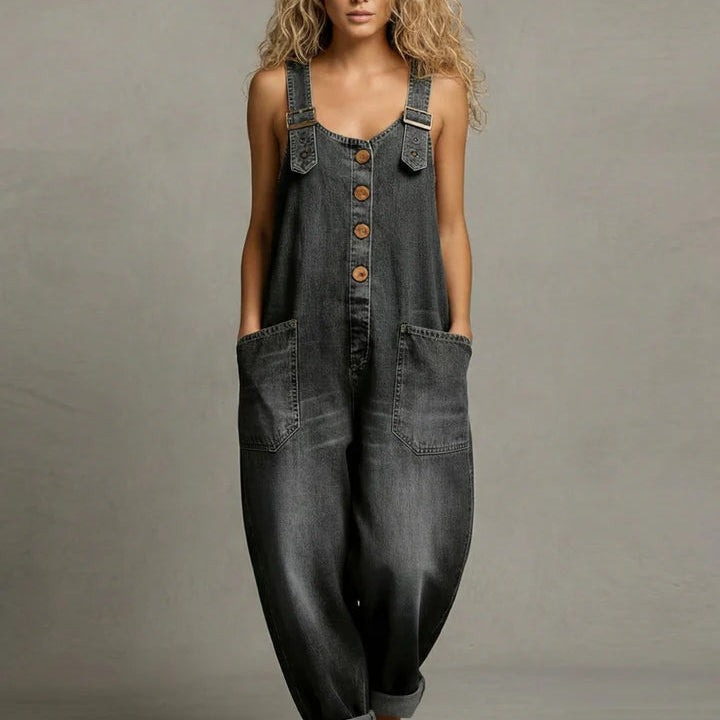 Ashley - Stylish Denim Jumpsuit With Pockets