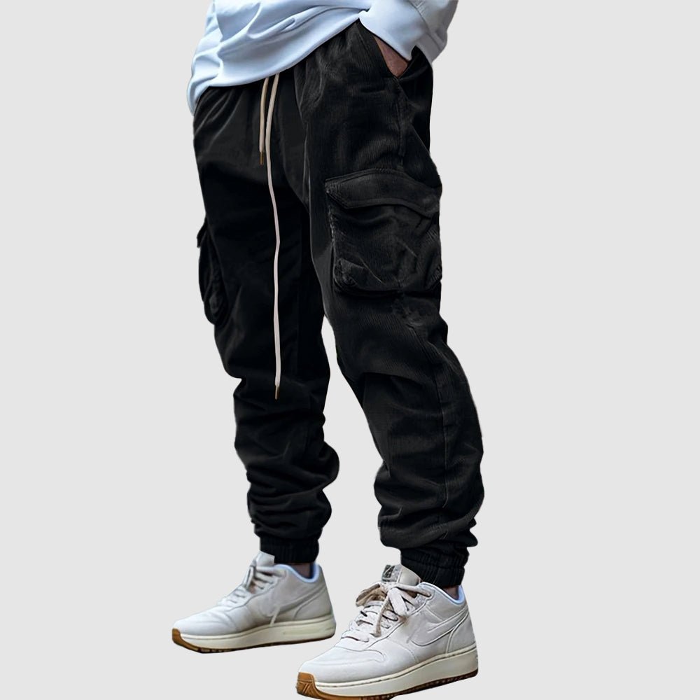 Dexter men's vintage washed cargo joggers in Black, view 2