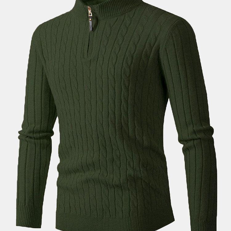 Dawson | Cable Knit Stand Collar Quarter-Zip Sweater