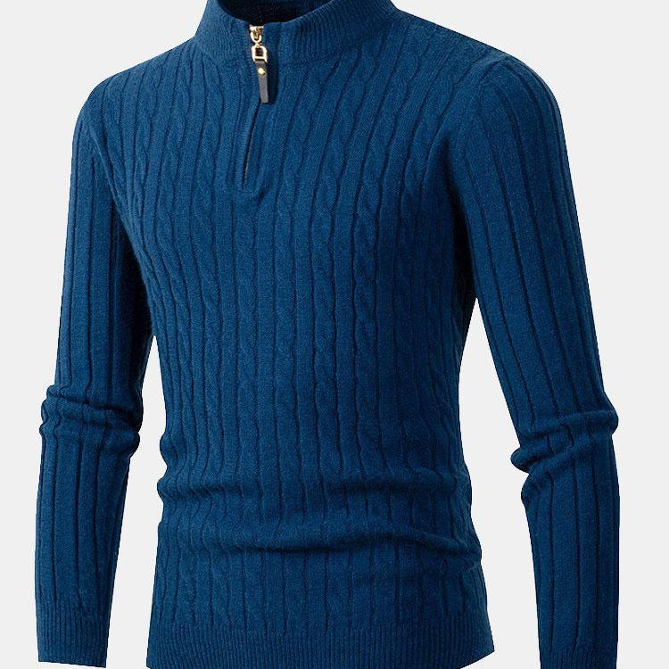 Dawson | Cable Knit Stand Collar Quarter-Zip Sweater