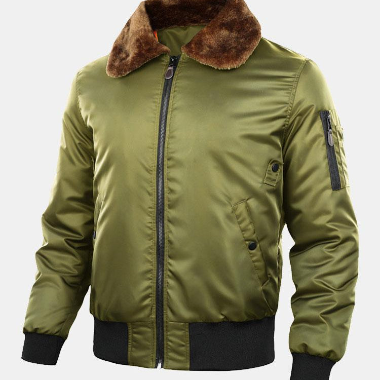 Thomas | Padded Bomber Jacket with Faux Fur Collar